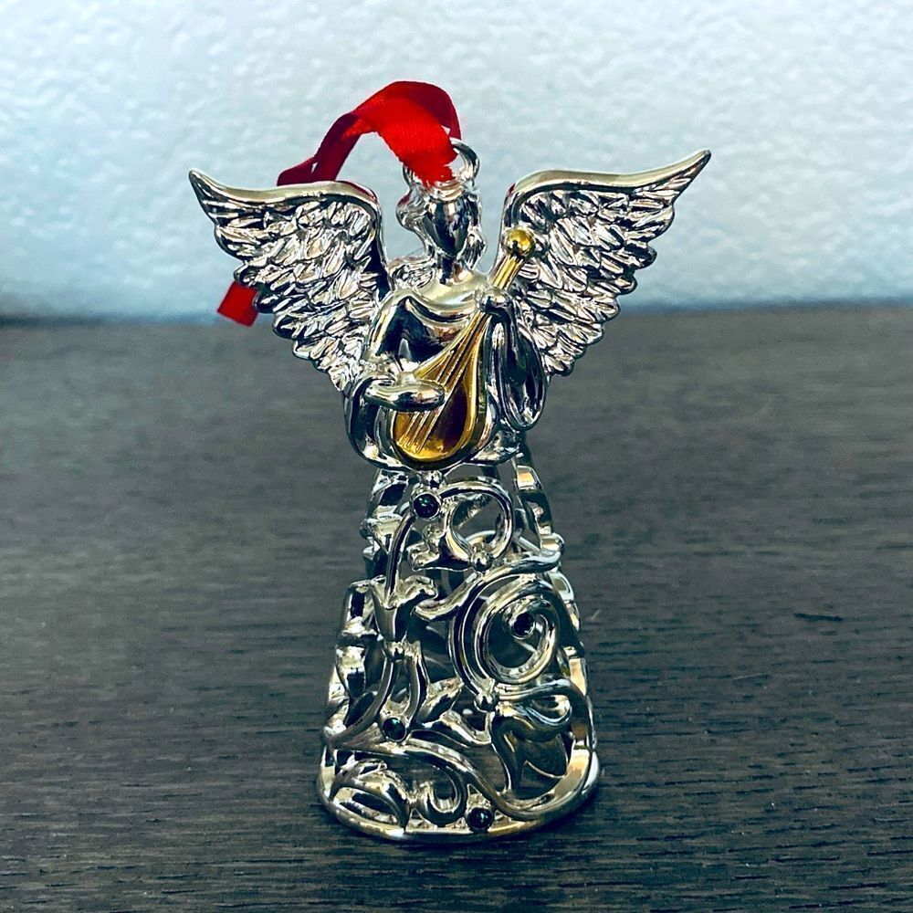 Lenox Choir of Angels Christmas Silver Angel Scroll Ornament
